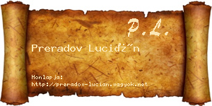 Preradov Lucián névjegykártya